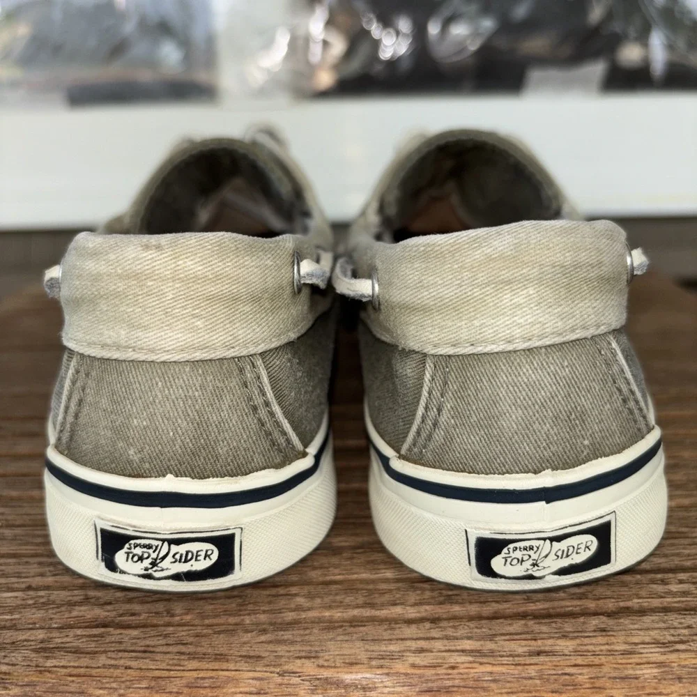 Sperry Top-Sider Canvas Boat Shoes Tan/Olive Lace-Up Comfort 6.5 M 9561143 Women